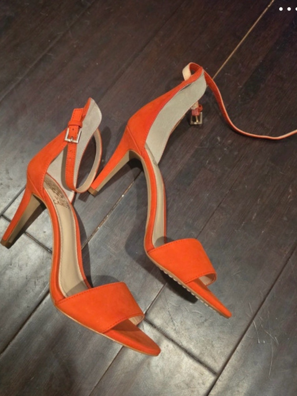 Vince Camuto Bright Orange Suede Ankle-Strap Heels
